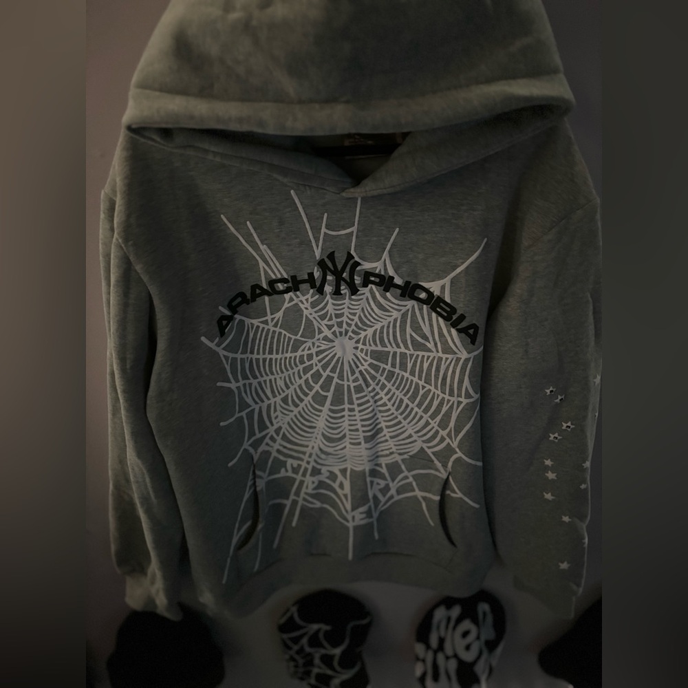Grey Arachnophobia Sp5der Hoodie
